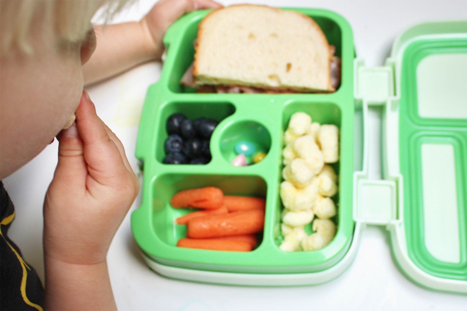 Bentgo Kids' Lunch Box with food and snacks