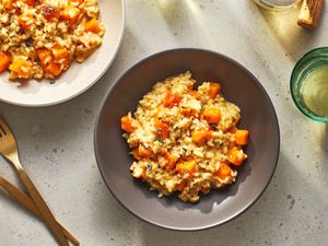  butternut squash risotto in bowls