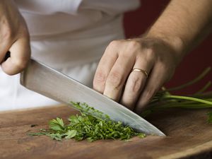 Chopping with a chefs knife
