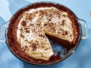 Chocolate Mousse Pie in a pie pan 