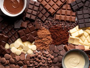 A top-down view of a bunch of different types of chocolate