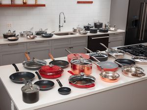 Assortment of best cookware sets displayed on kitchen countertops