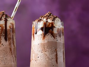 Frozen hot chocolate in glasses