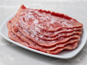 frozen meat on white dish
