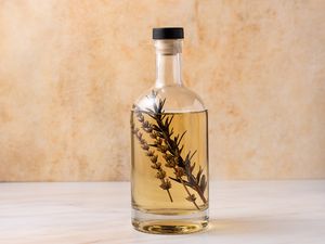 Lavender-Rosemary Infused Vodka in a bottle 