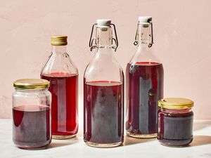 Red wine vinegar in glass jars