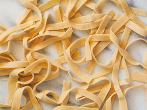 Fresh homemade pasta noodles.