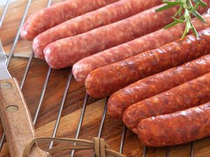 Merguez and raw sausages on a plate
