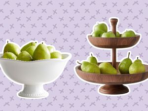 A collage of fruit bowls we recommend on a purple background