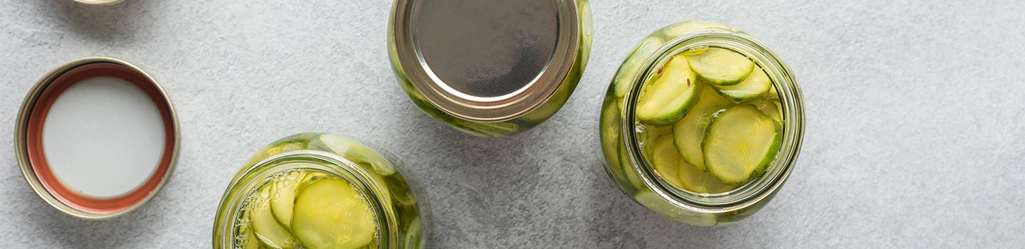 Jars of dill pickle hamburger slices