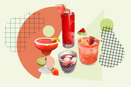 A collage of red drinks